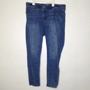 LOFT Blue Skinny Jeans with Black Dots